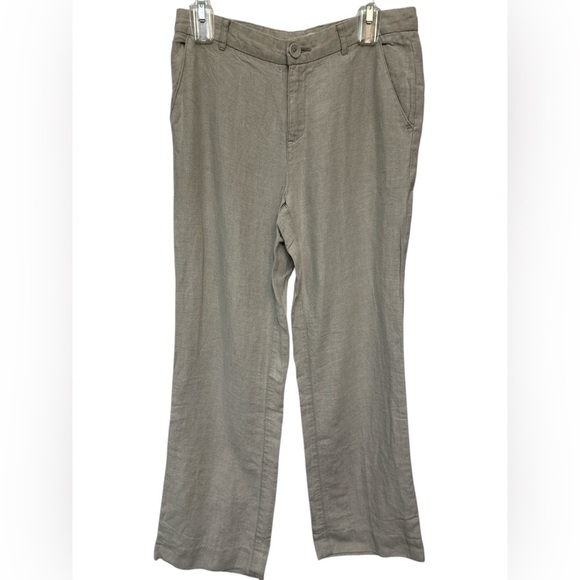 Garnet Hill Pants Womens 6 Tan 100% Linen Chinos Khakis Pockets Flat Front - Picture 1 of 4